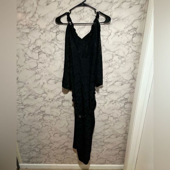 GANNI Belted Jacquard Print Black Midi Dress - Picture 9 of 16